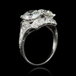 Art Deco Platinum Estate Toi Et Moi Diamond Twin Stone Ring -Luxe Rings Shop ESRI00080C