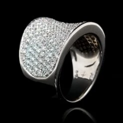18K White Gold Estate Diamond Saddle Ring -Luxe Rings Shop ESRI00133C