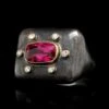 Lika Behar Sterling Silver 24K Yellow Gold Estate Pink Tourmaline And Diamond Ring -Luxe Rings Shop ESRI00199A