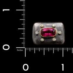 Lika Behar Sterling Silver 24K Yellow Gold Estate Pink Tourmaline And Diamond Ring -Luxe Rings Shop ESRI00199D