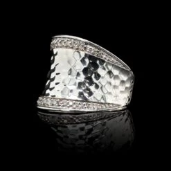 John Hardy Stering Silver Estate Diamond Pave Palu Saddle Ring