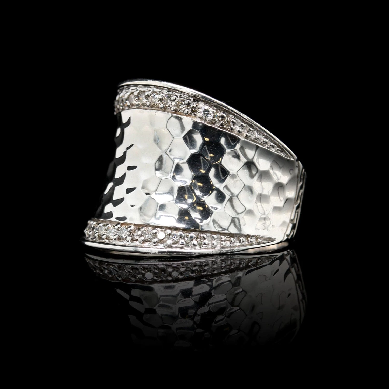 John Hardy Stering Silver Estate Diamond Pave Palu Saddle Ring 3 John Hardy Stering Silver Estate Diamond Pave Palu Saddle Ring