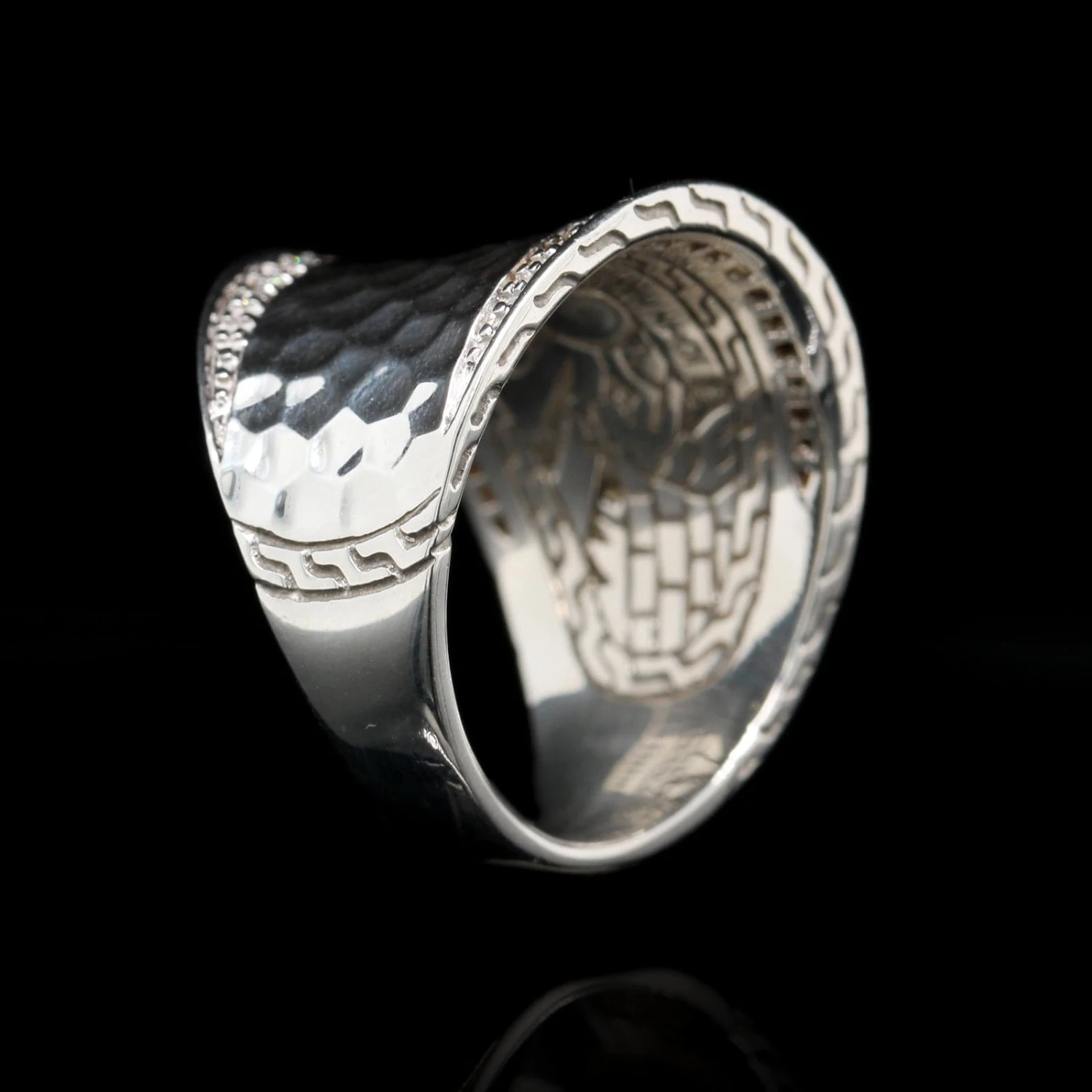John Hardy Stering Silver Estate Diamond Pave Palu Saddle Ring 5 John Hardy Stering Silver Estate Diamond Pave Palu Saddle Ring - Image 3