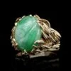 14K Yellow Gold Estate Carved Jade Ring
