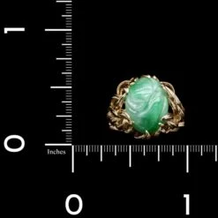 14K Yellow Gold Estate Carved Jade Ring -Luxe Rings Shop ESRI00518D