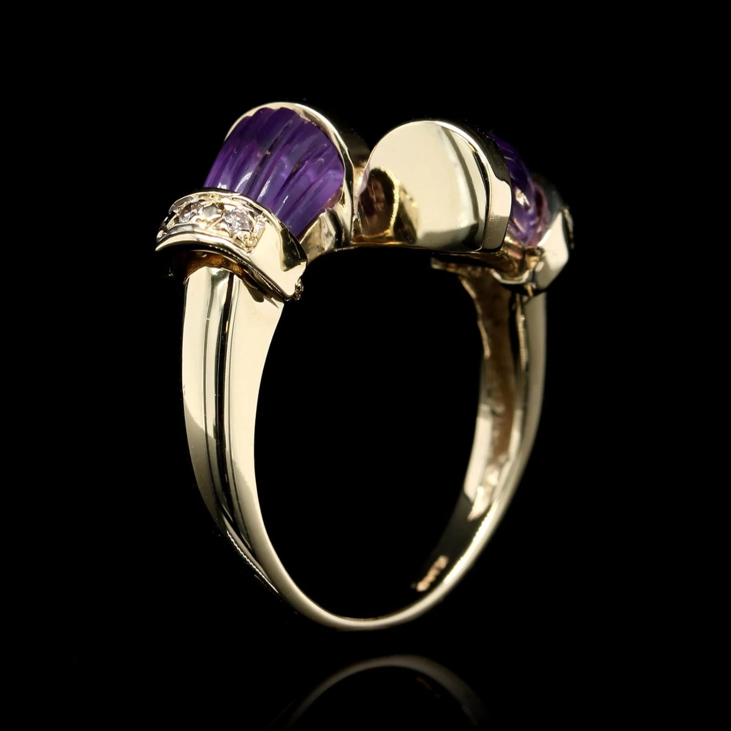 14K Yellow Gold Estate Amethyst And Diamond Ring 5 14K Yellow Gold Estate Amethyst And Diamond Ring - Image 3