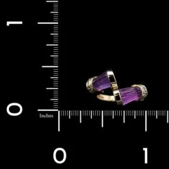 14K Yellow Gold Estate Amethyst And Diamond Ring 9 14K Yellow Gold Estate Amethyst And Diamond Ring -Luxe Rings Shop ESRI00530D