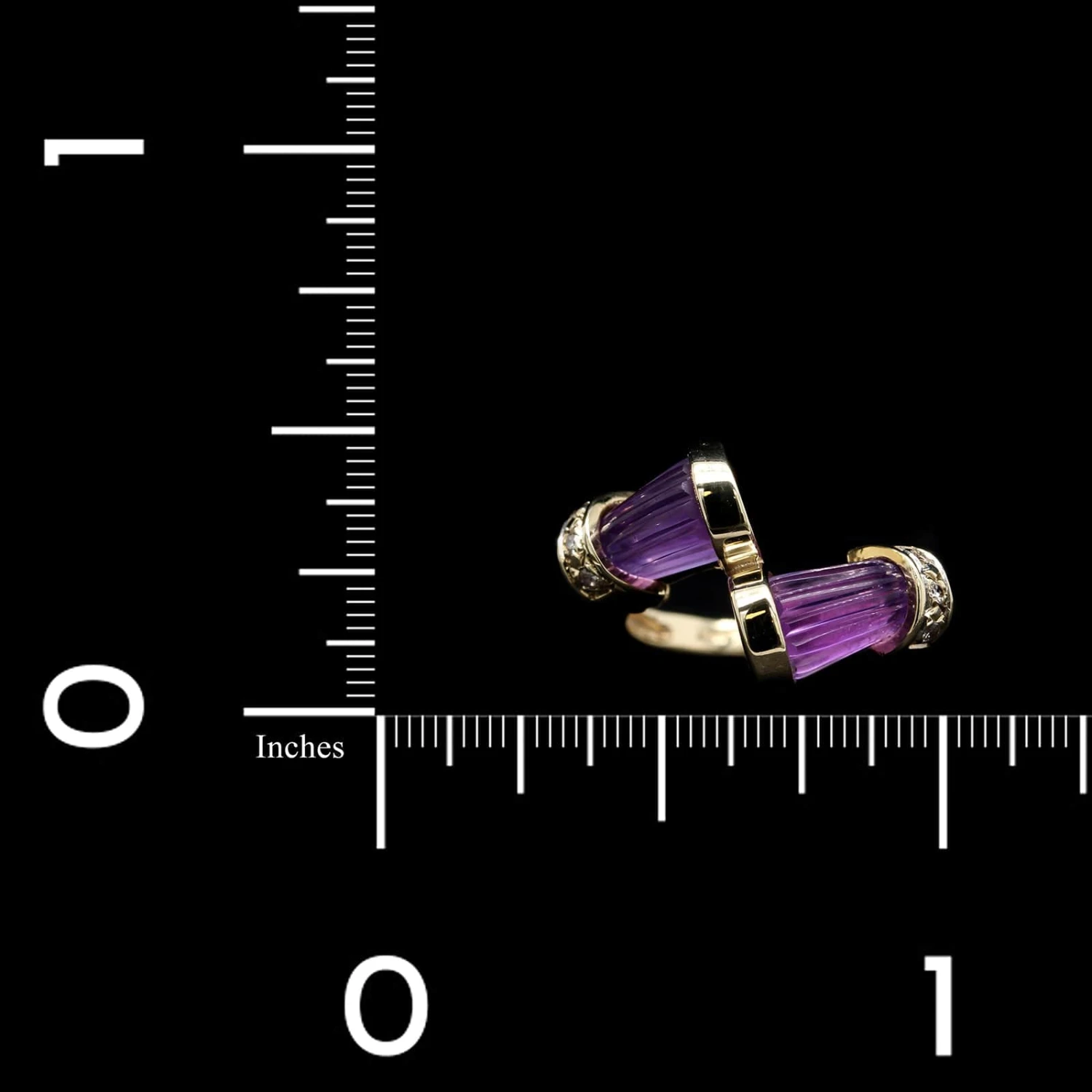 14K Yellow Gold Estate Amethyst And Diamond Ring 6 14K Yellow Gold Estate Amethyst And Diamond Ring - Image 4