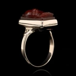 Vintage 14K Yellow Gold Estate Hardstone Cameo Soldier Ring -Luxe Rings Shop ESRI00541C