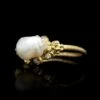 Lene Vibe 18K Yellow Gold Estate Hand Carved Pearl And Diamond Skull Ring -Luxe Rings Shop ESRI00545A