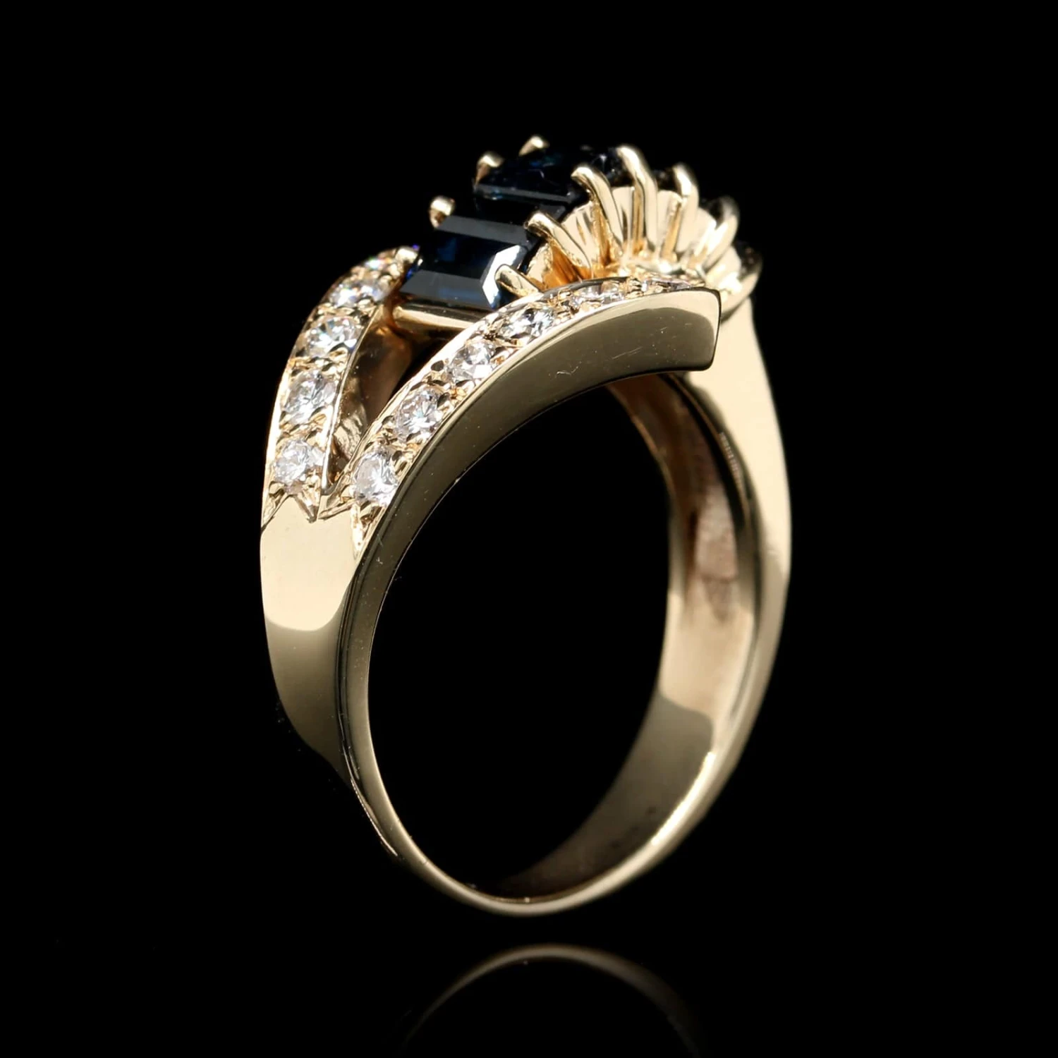 Dankner 14K Yellow Gold Estate Sapphire And Diamond Ring 5 Dankner 14K Yellow Gold Estate Sapphire And Diamond Ring - Image 3