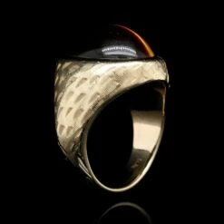 14K Yellow Gold Estate Tiger's Eye Cabochon Ring -Luxe Rings Shop ESRI00585C