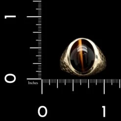 14K Yellow Gold Estate Tiger's Eye Cabochon Ring -Luxe Rings Shop ESRI00585D