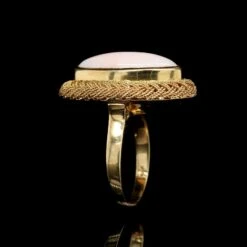 18K Yellow Gold Estate Coral Ring -Luxe Rings Shop ESRI00657C