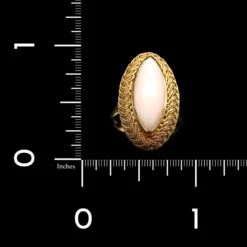 18K Yellow Gold Estate Coral Ring -Luxe Rings Shop ESRI00657D