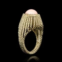 14K Yellow Gold Estate Coral Ring -Luxe Rings Shop ESRI00691C