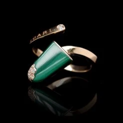 Bulgari 18K Rose Gold Estate Malachite And Diamond Gelati Ring