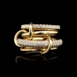 Spinelli Kilcollin 18K Yellow Gold Estate And Diamond 4 Band Ring