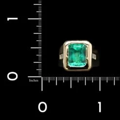 18K Yellow Gold Estate Emerald And Diamond Ring -Luxe Rings Shop ESRI00746D