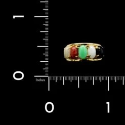 14K Yellow Gold Estate Multi Colored Jade Ring -Luxe Rings Shop ESRI00795D