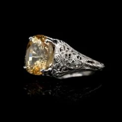14K White Gold Yellow Estate Sapphire Ring