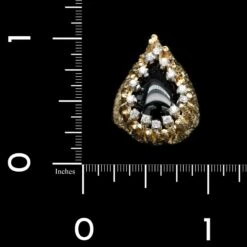 18K Yellow Gold Onyx Estate Diamond Ring -Luxe Rings Shop ESRI00841C