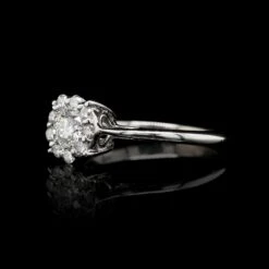 14K White Gold Estate Diamond Halo Ring