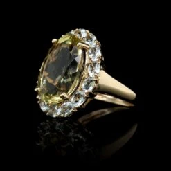 14K Yellow Gold Estate Lemon Quartz And Aquamarine Ring