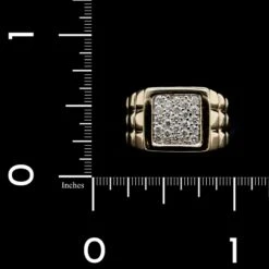 14K Two-tone Gold Estate Diamond Square Ring -Luxe Rings Shop ESRI00880C