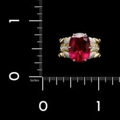 18K Yellow Gold Estate Pink Tourmaline And Diamond Ring -Luxe Rings Shop ESRI00884C