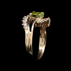 14K Yellow Gold Estate Peridot And Diamond Ring -Luxe Rings Shop ESRI00899B