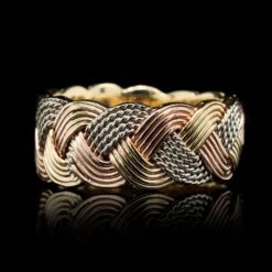 14K Tricolor Gold Estate Woven Band