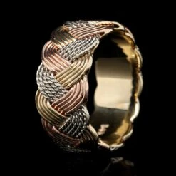 14K Tricolor Gold Estate Woven Band -Luxe Rings Shop ESRW1228C