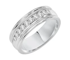 14K White Gold Channel Set Diamond Band -Luxe Rings Shop GDB0588b