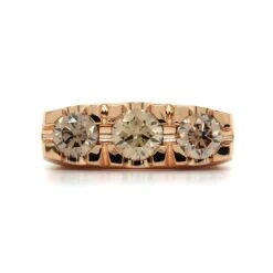 18K Rose Gold 3 Stone Cognac Diamond Band -Luxe Rings Shop GDB0613A 2183df86 0db7 4088 b01c 88f4ec4935e5