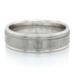 14K White Gold Hammer Milgrain Band