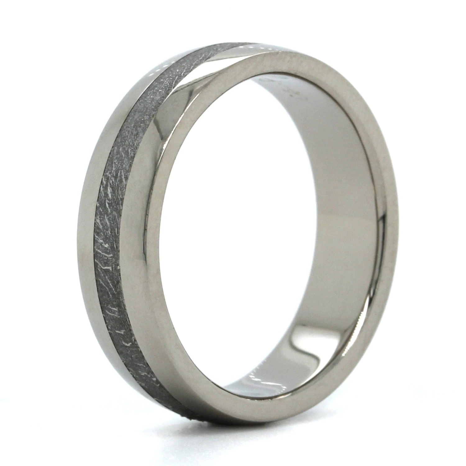18K White Gold & Palladium Meteorite Band 4 18K White Gold & Palladium Meteorite Band - Image 2