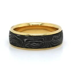 18K Yellow Gold & Stainless Steel Shotgun Barrel 7mm Band