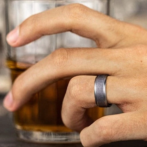 Grey Tantalum Band With A Swirl Finish And High Polished Edges 4 Grey Tantalum Band With A Swirl Finish And High Polished Edges - Image 2