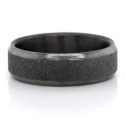Grey Tantalum Band With Wired Center And High Polish Bevel Edges