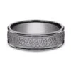 Grey Tantalum Celtic Knot Pattern With High Polish Edges -Luxe Rings Shop GFB04277