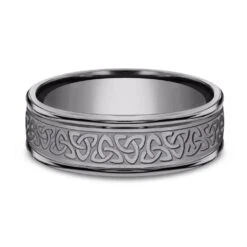 Grey Tantalum Celtic Knot Pattern With High Polish Edges