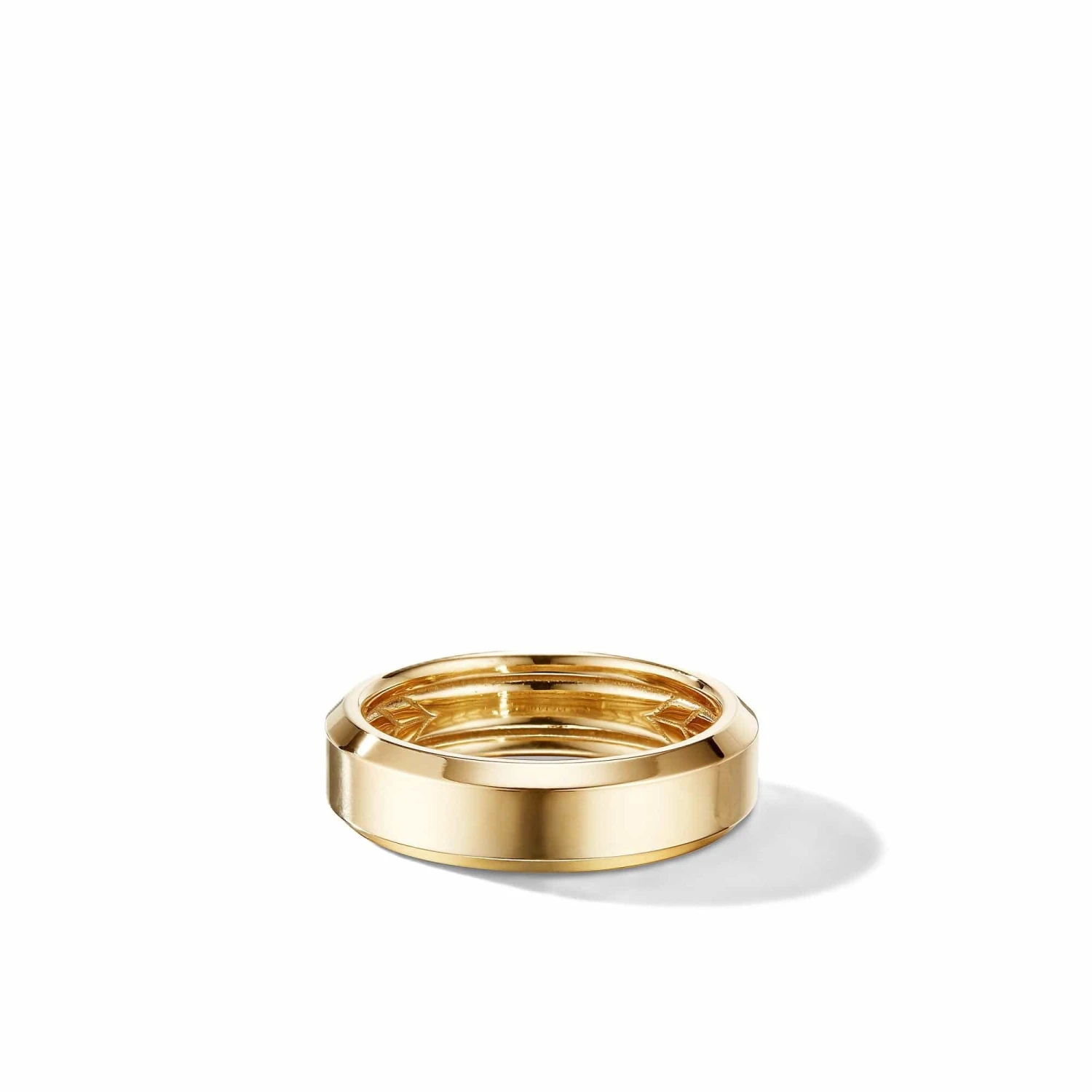 Beveled Band Ring In 18K Yellow Gold, 6mm 3 Beveled Band Ring In 18K Yellow Gold, 6mm