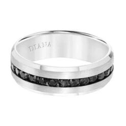 14K White Gold Black Sapphire Band