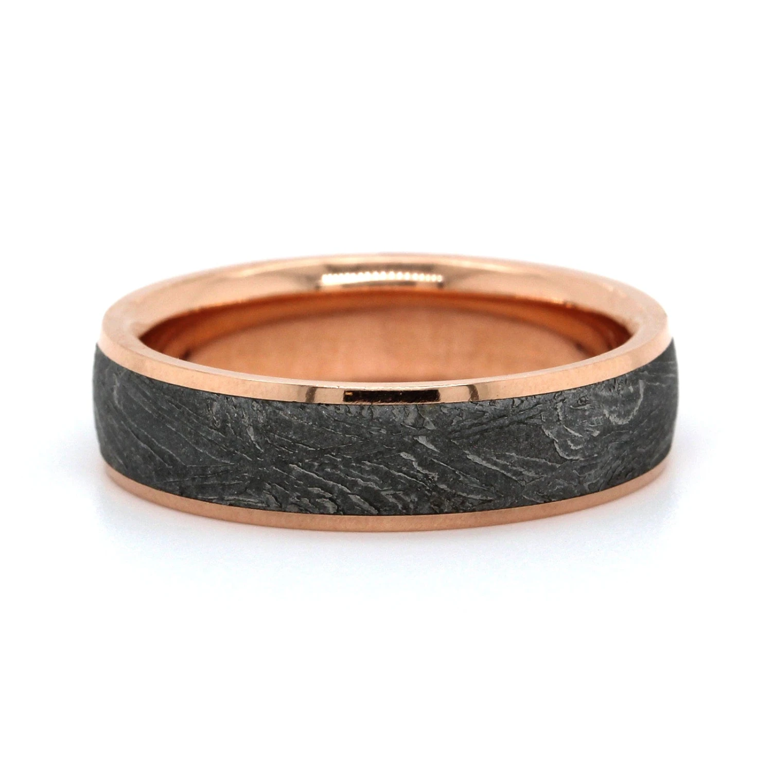 14K Rose Gold And Gibeon Meteorite Wedding Band 3 14K Rose Gold And Gibeon Meteorite Wedding Band