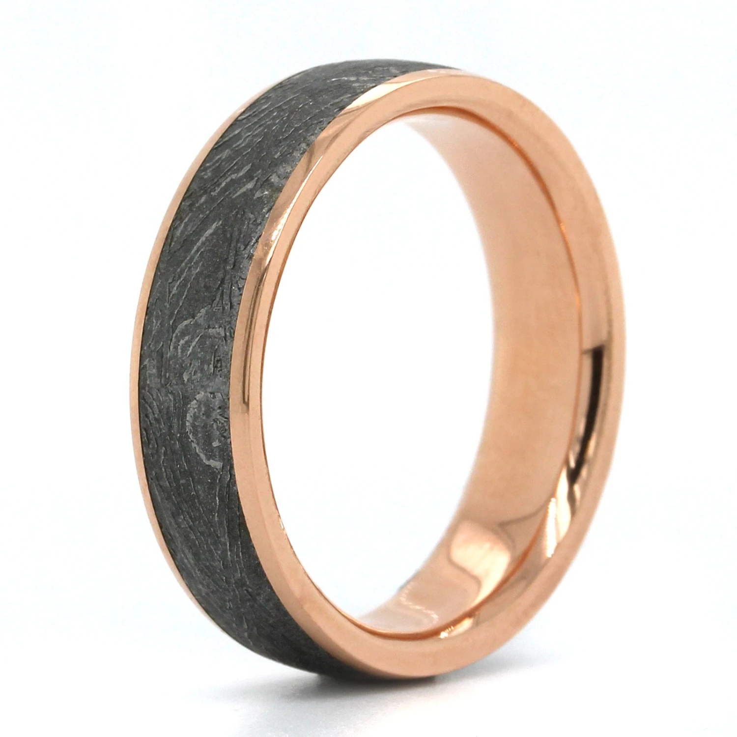 14K Rose Gold And Gibeon Meteorite Wedding Band 4 14K Rose Gold And Gibeon Meteorite Wedding Band - Image 2