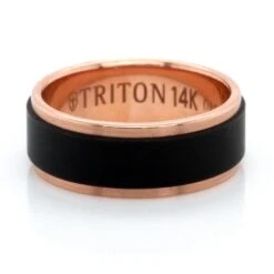 14K Rose Gold Tungsten And Carbide Wedding Band