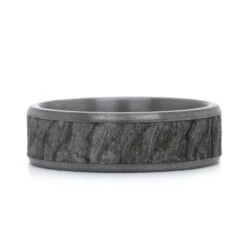 Grey Tantalum Band With Lava Rock Center