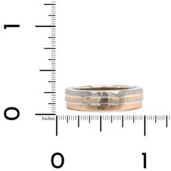 14K Two-Tone Hammered With Groove Band -Luxe Rings Shop GFB04622B