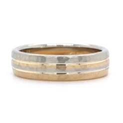 14K Two-Tone Hammered With Groove Band -Luxe Rings Shop GFB04622 6f086172 0410 49f0 b034 32d99473cef8